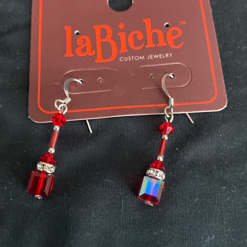 Red Crystal Drop Earrings